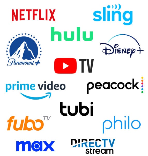 Logos of streaming services